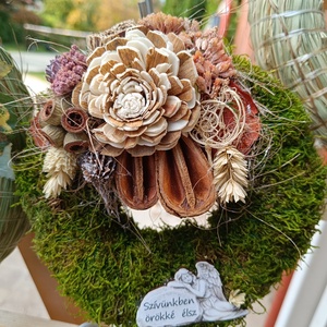 Mohás kegyeleti sírdísz koszorú, Otthon & Életmód, Vallás, Temetkezési tárgy, Sírdísz, kegyeleti dísz, Virágkötés, MESKA