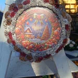 Piros karácsonyi kopogtató, Otthon & Életmód, Dekoráció, Ajtó- és ablak dekoráció, Ajtódísz & Kopogtató, Mindenmás, Virágkötés, MESKA