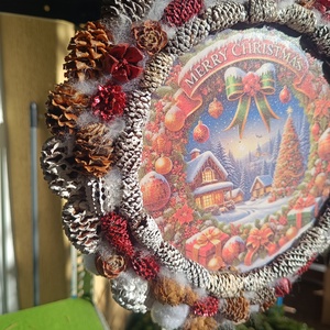 Piros karácsonyi kopogtató - otthon & életmód - dekoráció - ajtó- és ablak dekoráció - ajtódísz & kopogtató - Meska.hu