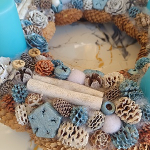 Kék adventi karácsonyi asztaldísz - karácsony - adventi díszek - adventi koszorú - Meska.hu