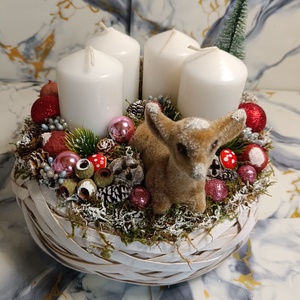 Őzikés karácsonyi koszorú - karácsony - adventi díszek - adventi koszorú - Meska.hu