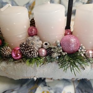 Rózsaszín álom adventi koszorú - karácsony - adventi díszek - adventi koszorú - Meska.hu