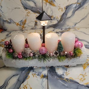 Rózsaszín álom adventi koszorú - Meska.hu