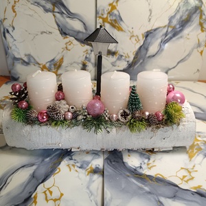 Rózsaszín álom adventi koszorú - karácsony - adventi díszek - adventi koszorú - Meska.hu