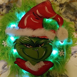 Grincs karácsonyi ajtókopogtató - karácsony - adventi díszek - adventi ajtódísz - Meska.hu