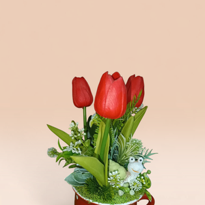 Piros pöttyös tavaszi asztaldísz - Meska.hu