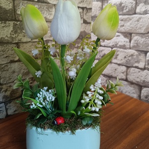 Türkiz tavaszi asztaldísz - Meska.hu