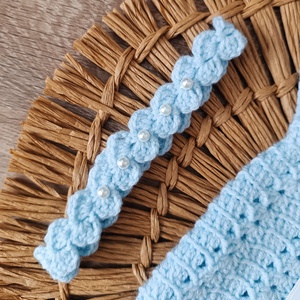 Horgolt kislány body fejpánttal újszülött fotózásra  - ruha & divat - babaruha & gyerekruha - babafotózási ruha és kellék - Meska.hu