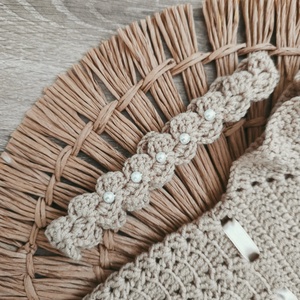 Horgolt kislány body fejpánttal újszülött fotózásra  - baba - mama - babafotózás - szett újszülött fotózásra - Meska.hu