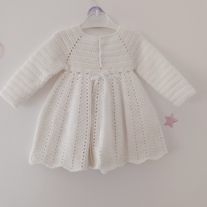 Horgolt kislány ruha fejpánttal keresztelőre  - baba - mama - babaruházat - baba ruhák - Meska.hu