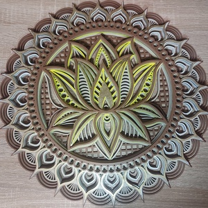 3D lótusz mandala , Otthon & Életmód, Dekoráció, Fali és függő dekoráció, Girland, zászlófűzér, Famegmunkálás, Festett tárgyak, MESKA