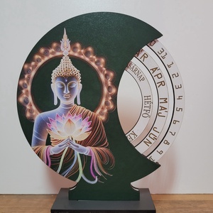 Öröknaptár buddha mintával , Otthon & Életmód, Dekoráció, Fali és függő dekoráció, Falinaptár & Öröknaptár, Famegmunkálás, Mindenmás, MESKA