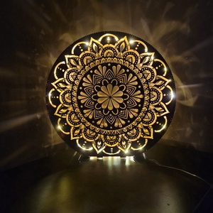 Mandala mintás led lámpa , Otthon & Életmód, Lámpa, Állólámpa, Famegmunkálás, MESKA