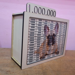 1 milliós Ft-os persely francia bulldog háttérrel  - Meska.hu