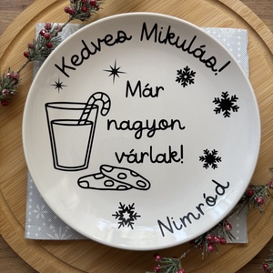 Mikulás váró tányér III. - karácsony - mikulás - mikulás ajándékok - Meska.hu