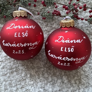 Piros matt Üveggömb 8 cm  - karácsony - karácsonyi lakásdekoráció - karácsonyfadíszek - Meska.hu