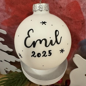 Névre szóló karácsonyi gömb - Hófehér (5,7 cm) - Meska.hu