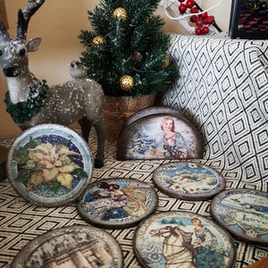 Poháralátét szett szalvétatartóval - otthon & életmód - konyhafelszerelés, tálalás - tálalás - tányér- és poháralátét - Meska.hu