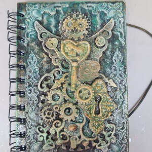 Steampunk stílusú füzet levehető borítóval  - Meska.hu