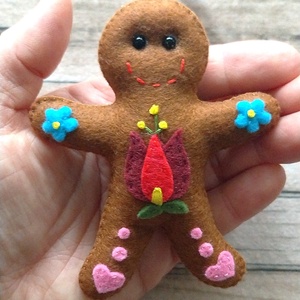 Kalocsai mintás filc Mézeskalács ember karácsonyfadísz - Meska.hu