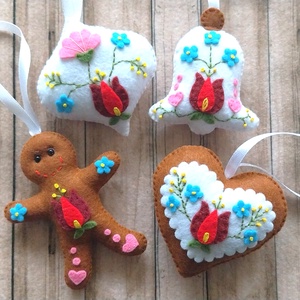 Kalocsai mintás filc Karácsonyi 4 db-os szett - Meska.hu