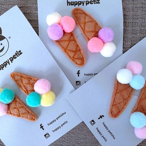 2 db Fagyis hajcsat, Filc és pompon fagyis hajcsat, Filc hajdísz, Fagyis csitt-csatt hajdísz, Fagylalt hajcsat, Ruha & Divat, Hajdísz & Hajcsat, Hajcsat & Hajtű, Varrás, Mindenmás, MESKA