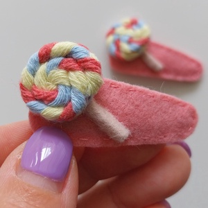 2 db Nyalókás hajcsat, Filc candy hajcsat, Filc hajdísz, egyedi csitt-csatt, Ruha & Divat, Hajdísz & Hajcsat, Hajcsat & Hajtű, Varrás, Mindenmás, MESKA