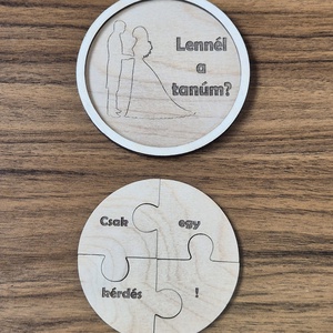 Egyedi fából készült tanúfelkérő puzzle - esküvő - meghívó & kártya - tanú felkérő - Meska.hu