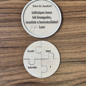 Egyedi fából készült keresztszülő felkérő puzzle - játék & sport - keresztelőajándékok - Meska.hu