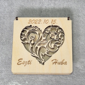 Esküvői gyűrűtartó doboz, Esküvő, Kiegészítők, Gyűrűtartó & Gyűrűpárna, Gravírozás, pirográfia, MESKA