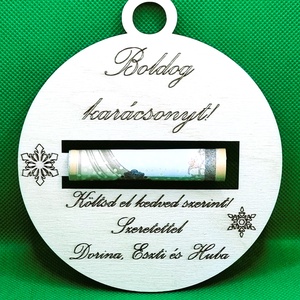 Karácsonyi pénzátadó dísz - karácsony - karácsonyi ajándékozás - karácsonyi képeslap, üdvözlőlap, ajándékkísérő - Meska.hu