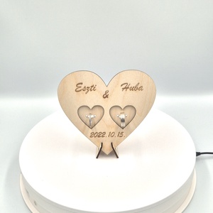 Egyedi gravírozott fa gyűrűtartó szív - esküvőre, évfordulóra - esküvő - kiegészítők - gyűrűtartó & gyűrűpárna - Meska.hu
