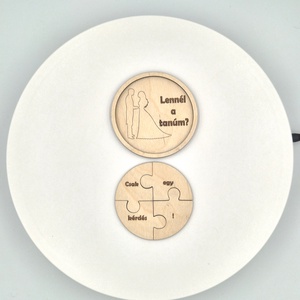 Egyedi fából készült tanúfelkérő puzzle, Esküvő, Meghívó & Kártya, Tanú felkérő, Gravírozás, pirográfia, MESKA