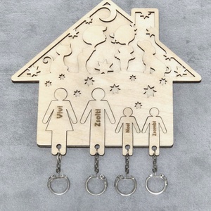 Falra akasztható 4 személyes kulcstartó, Otthon & Életmód, Dekoráció, Fali és függő dekoráció, Fali kulcstartó, Famegmunkálás, MESKA