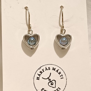 Szivecske fülbevaló aurakvarccal, Ékszer, Fülbevaló, Lógó fülbevaló, Ékszerkészítés, MESKA