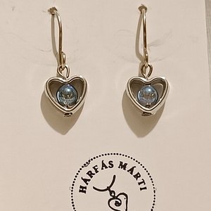 Szivecske fülbevaló aurakvarccal - ékszer - fülbevaló - lógó fülbevaló - Meska.hu