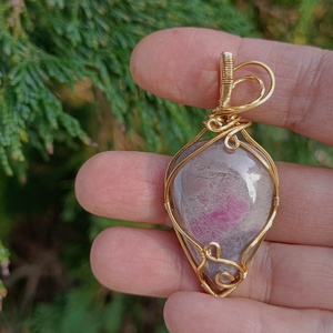 Rubin-turmalin medál rézben - ékszer - nyaklánc - medál - Meska.hu