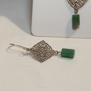 Díszes fülbevaló aventurinnal - ékszer - fülbevaló - lógó fülbevaló - Meska.hu