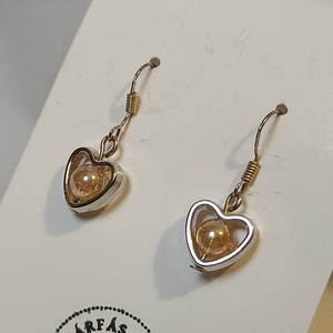 Szivecske fülbevaló aurakvarccal, Ékszer, Fülbevaló, Lógó fülbevaló, Ékszerkészítés, MESKA