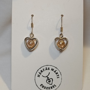 Szivecske fülbevaló aurakvarccal - ékszer - fülbevaló - lógó fülbevaló - Meska.hu