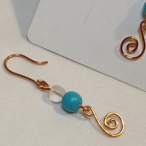 Csigás fülbevaló rézből , Ékszer, Fülbevaló, Lógó fülbevaló, Ékszerkészítés, MESKA