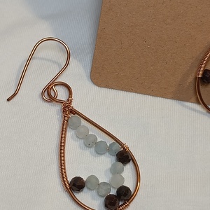 Gyöngyös fülbevaló rézből , Ékszer, Fülbevaló, Lógó fülbevaló, Ékszerkészítés, MESKA