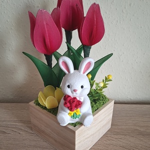 Husveti nyuszi figurás viragbox - Meska.hu