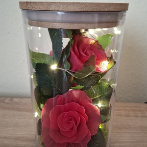 Kezzel készült Ledes Örök rózsa burában - otthon & életmód - virágdekoráció - virágok - virágbox - Meska.hu