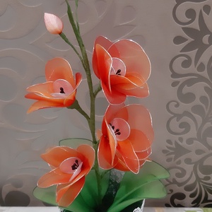 Narancssárga orchidea - otthon & életmód - dekoráció - virágdísz és tartó - csokor & virágdísz - Meska.hu