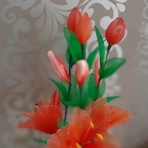 Narancssárga liliom/harisnyavirág - otthon & lakás - dekoráció - virágdísz és tartó - csokor & virágdísz - Meska.hu