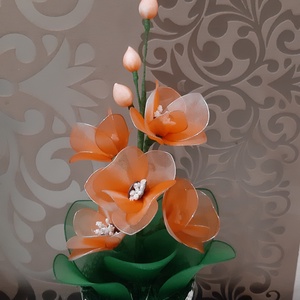 Narancssárga orchidea - otthon & lakás - dekoráció - virágdísz és tartó - csokor & virágdísz - Meska.hu
