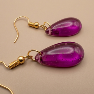 Lila Csepp Fülbevaló, Ékszer, Fülbevaló, Lógó csepp fülbevaló, Ékszerkészítés, MESKA