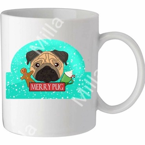 Merry pug mopsz kutyás karácsonyi bögre - otthon & életmód - konyhafelszerelés, tálalás - tálalás - bögre & csésze - Meska.hu