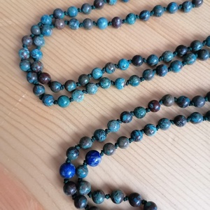 Jáspis és lapis lazuli málá, 108 szem, füzér , mala - ékszer - nyaklánc - bojtos nyaklánc - Meska.hu